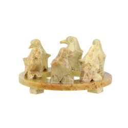 Speksteen Pinguins op ring (8cm)