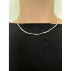 Kralenketting 3mm Aquamarijn met koper 40 cm