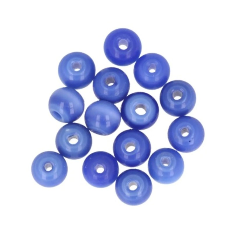 Kralen Parelmoer 7 mm blauw - 15 st. (bijgekleurd)