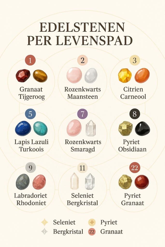 Edelstenen per Levenspad - Ontdek Jouw Spirituele Gidssteen