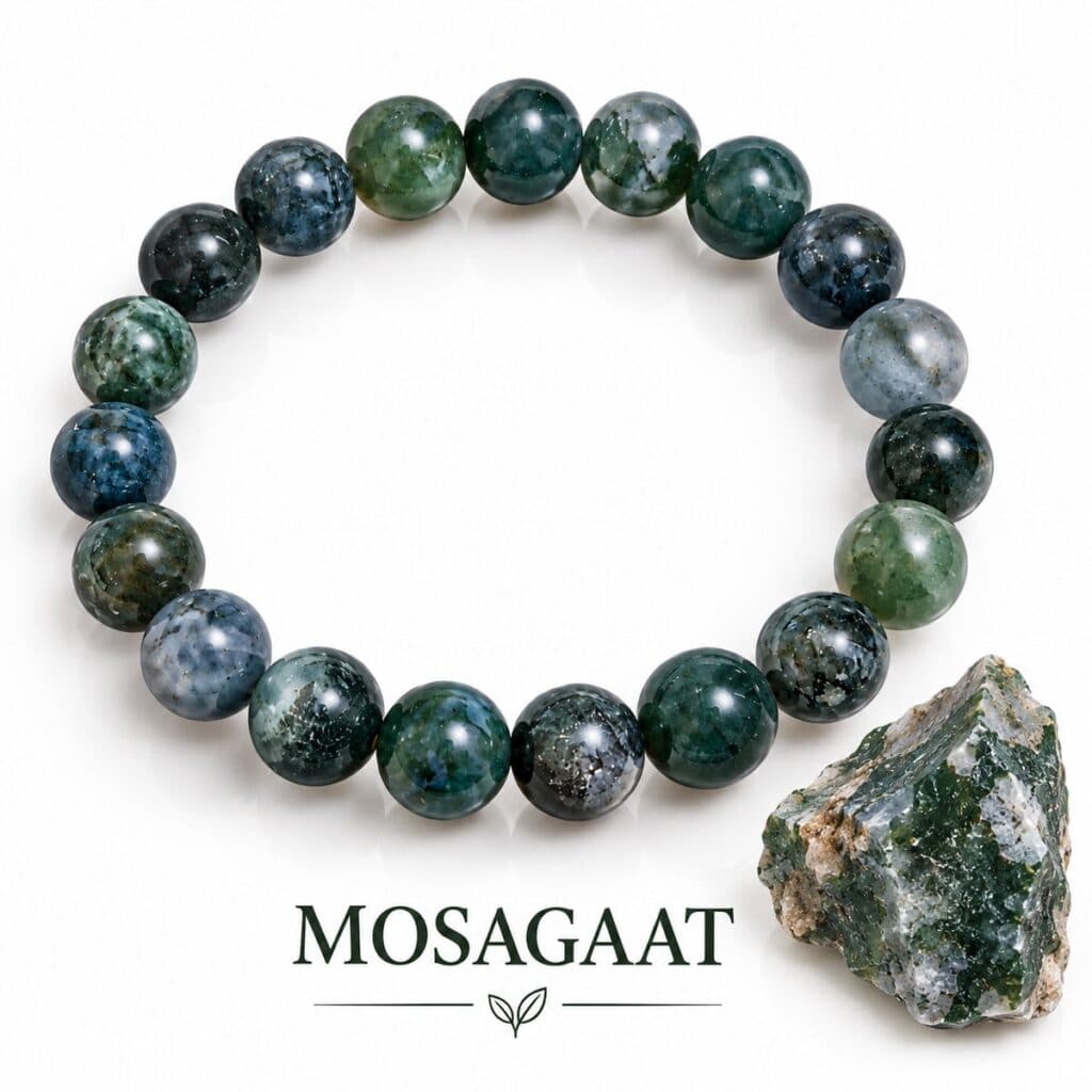 S4H Mosagaat Armband – 8 mm Kralen – 18 cm