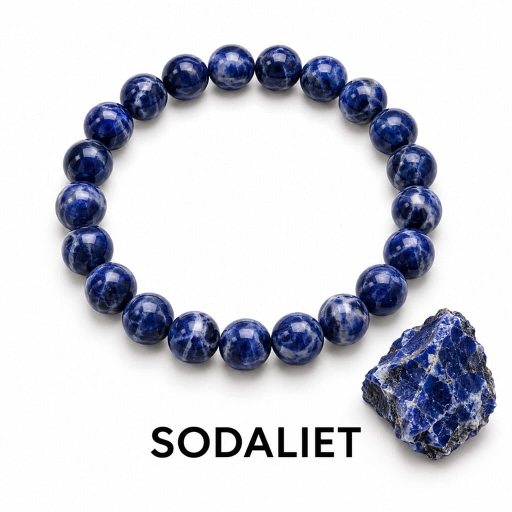 S4H Sodaliet Armband – 8 mm Edelsteen Kralen – 18 cm