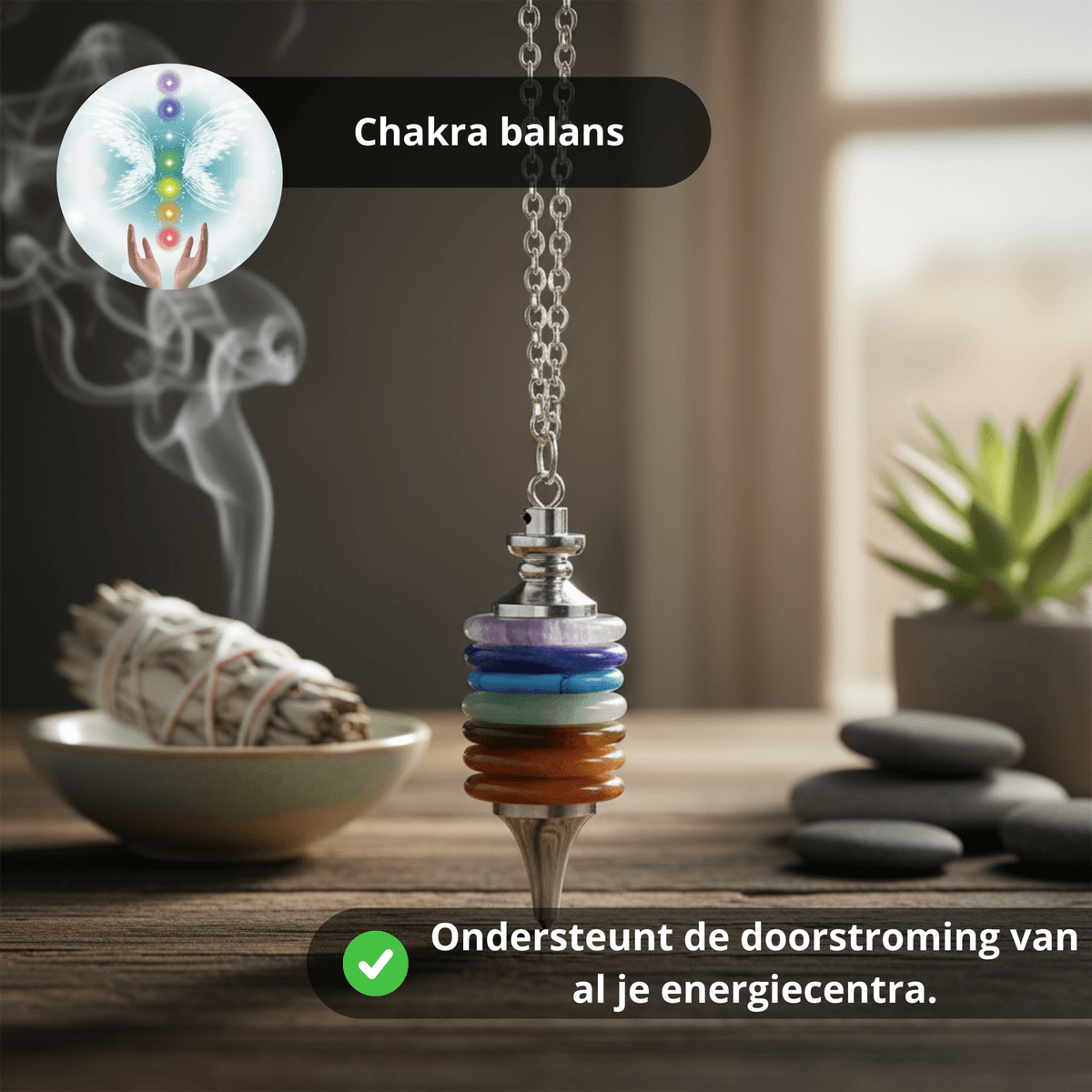S4H 7 Chakra Pendel – Edelsteen voor Chakra Balans