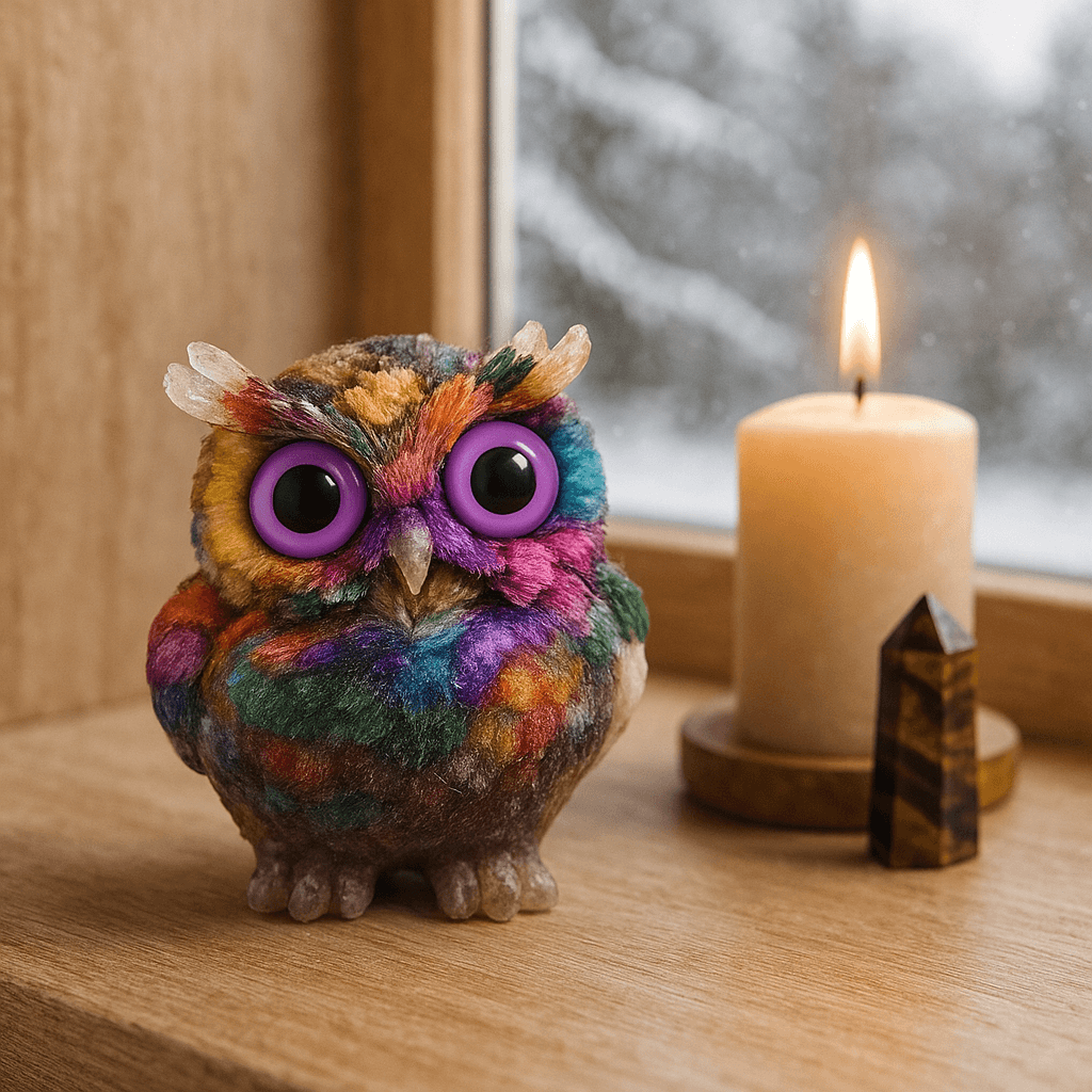 🦉 S4H Fui Gui Regenboog Uil – Symboliek van Wijsheid, Intuïtie & Bescherming – Handgemaakt Decoratief Beeldje