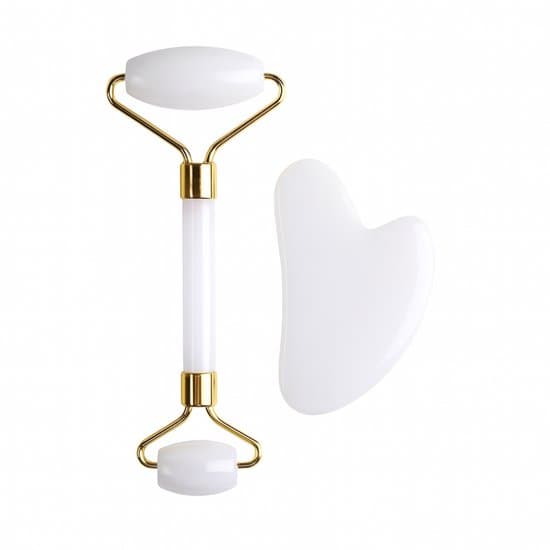 S4H Witte Jade Gezichtsroller & Gua Sha Set