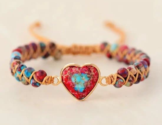 S4H – Armband Liefdesenergie – Rode & Turquoise Jaspis Hart