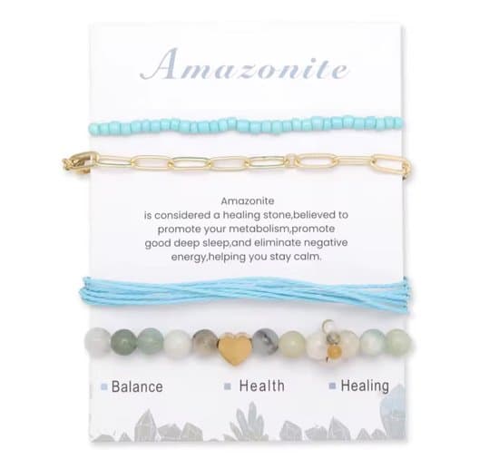 S4H Combo Amazoniet Edelstenen Armbanden kralen / size 19 cm