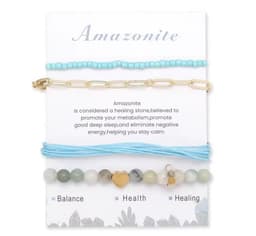 S4H Combo Amazoniet Edelstenen Armbanden kralen / size 19 cm