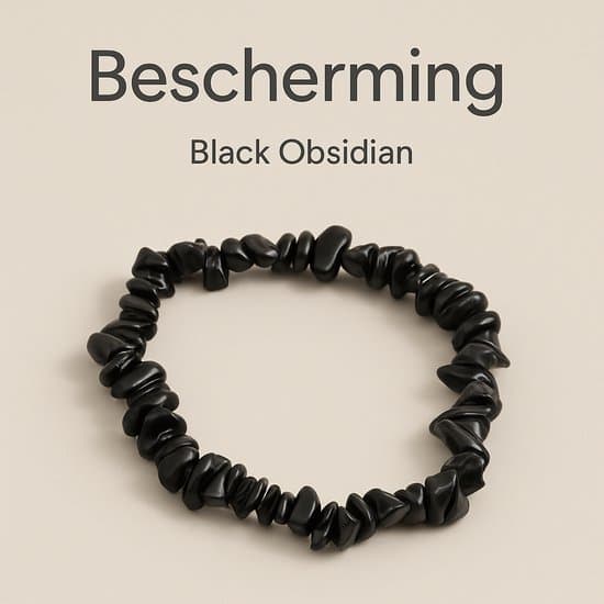 S4H 2 stuks Zwarte Obsidian Splitarmband 18 cm