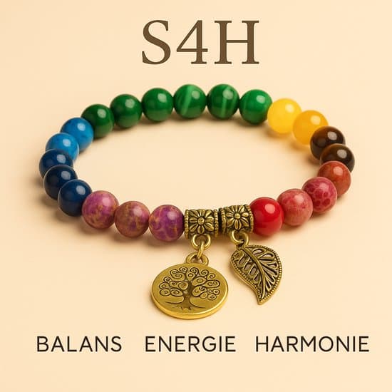 S4H Chakra Armband Set – 7 Chakra’s met Levensboom & Blad Bedels