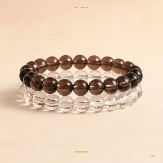 S4H Combinatie armbanden Rookkwarts & Bergkristal - 8mm kralen / Size 17 cm