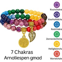 S4H Chakra Armband Set – 7 Chakra’s met Levensboom | Blad Bedels
