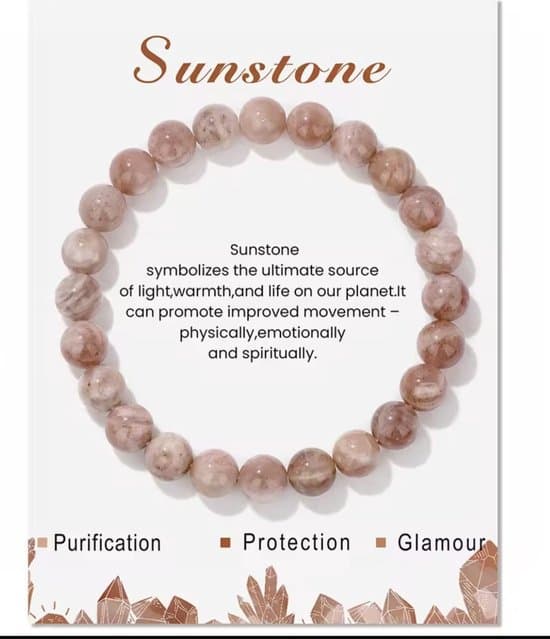 S4H Sunstone edelstenen armband 8mm / kralen 18cm