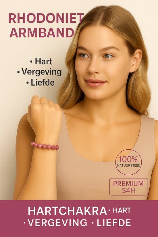 S4H Rhodoniet Armband – Edelsteen voor Emotionele Heling, Zelfliefde en Rust