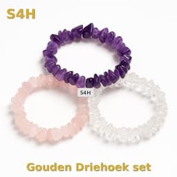 S4H Gouden Driehoek Armband Set – Edelstenen voor Balans en Harmonie