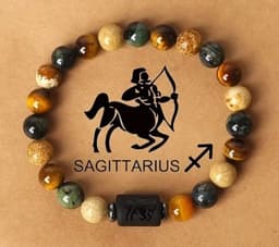 S4H Sagittarius Armband – Boogschutter Edelsteen Armband – Tijgeroog, Jaspis & Agaat – Sterrenbeeld Armband voor Kracht, Focus & Vrijheid – Handgemaakt Unisex