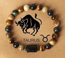 S4H Taurus Armband – Edelsteen Horoscoop Armband Stier – Tijgeroog & Natuursteen – 18 cm – Rust, Kracht & Stabiliteit – Cadeau voor Hem & Haar