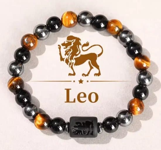 S4H Sterrenbeeld Armband Leo – Tijgeroog, Hematiet & Obsidiaan | Leeuw Edelsteen Armband