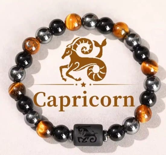 S4H Sterrenbeeld Armband Capricorn – Tijgeroog, Hematiet & Obsidiaan | Steenbok Edelsteen Armband