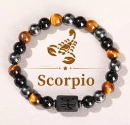 S4H Sterrenbeeld Armband Scorpio – Tijgeroog, Hematiet & Obsidiaan | Schorpioen Edelsteen Armband