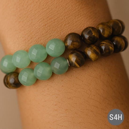 S4H® Money Armband Aventurijn & Tijgeroog – Edelstenen Armband voor Rijkdom, Succes & Welvaart – Geluk en Manifestatie Sieraad