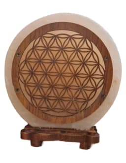 Zoutsteen lamp flower of life rond deco incl. elektra
