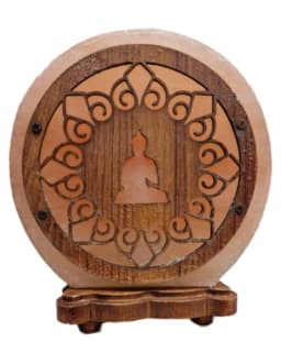 Zoutsteen lamp meditatie boeddha rond deco incl. elektra