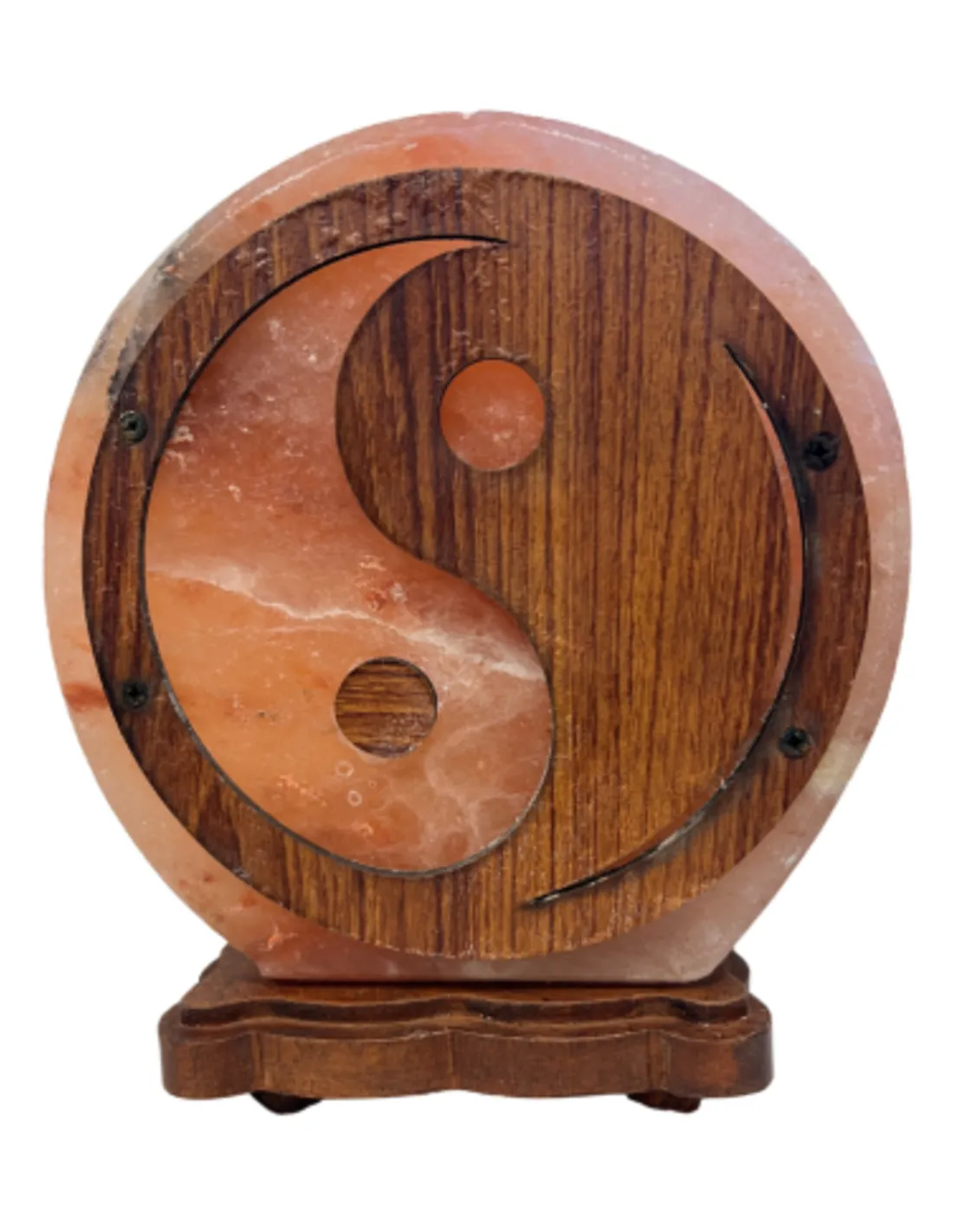 Zoutsteen lamp rond deco yin yang incl. elektra
